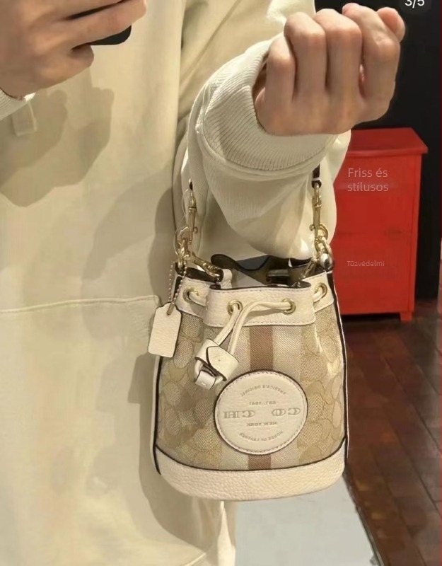 Dempsey női drawstring vödrömtáska, valódi bőr, hengeres kialakítás, belső telefontok, poliészter bélés, 2024 tavaszi megjelenés