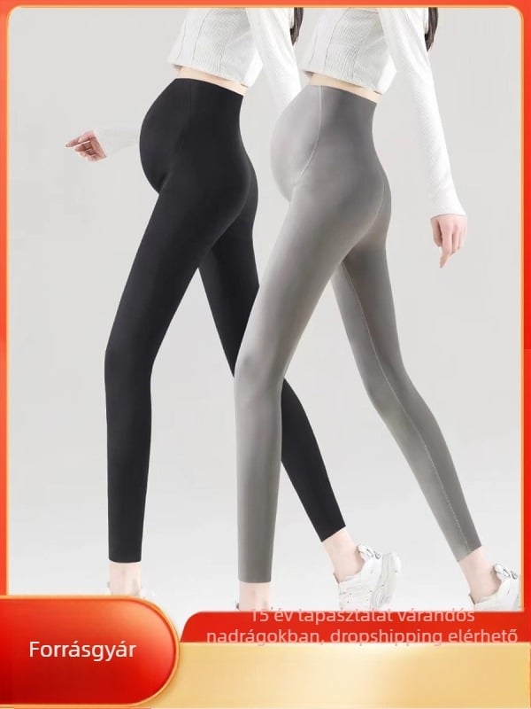Varrás nélküli kismama hastámasztó leggings, nylon-spandex keverék, közepes vastagság, magas elasztikusság, szoros fazon