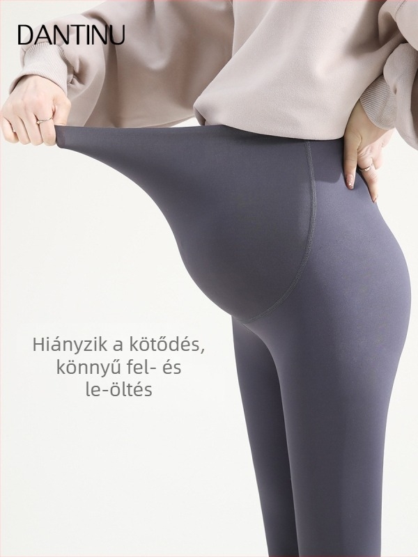 Varrás nélküli kismama hastámasztó leggings, nylon-spandex keverék, közepes vastagság, magas elasztikusság, szoros fazon