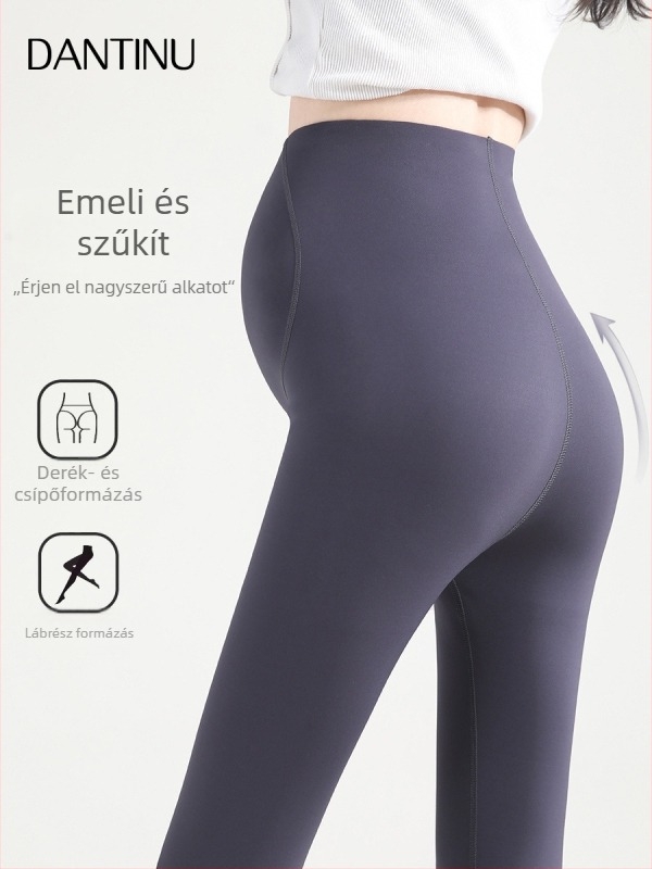 Varrás nélküli kismama hastámasztó leggings, nylon-spandex keverék, közepes vastagság, magas elasztikusság, szoros fazon