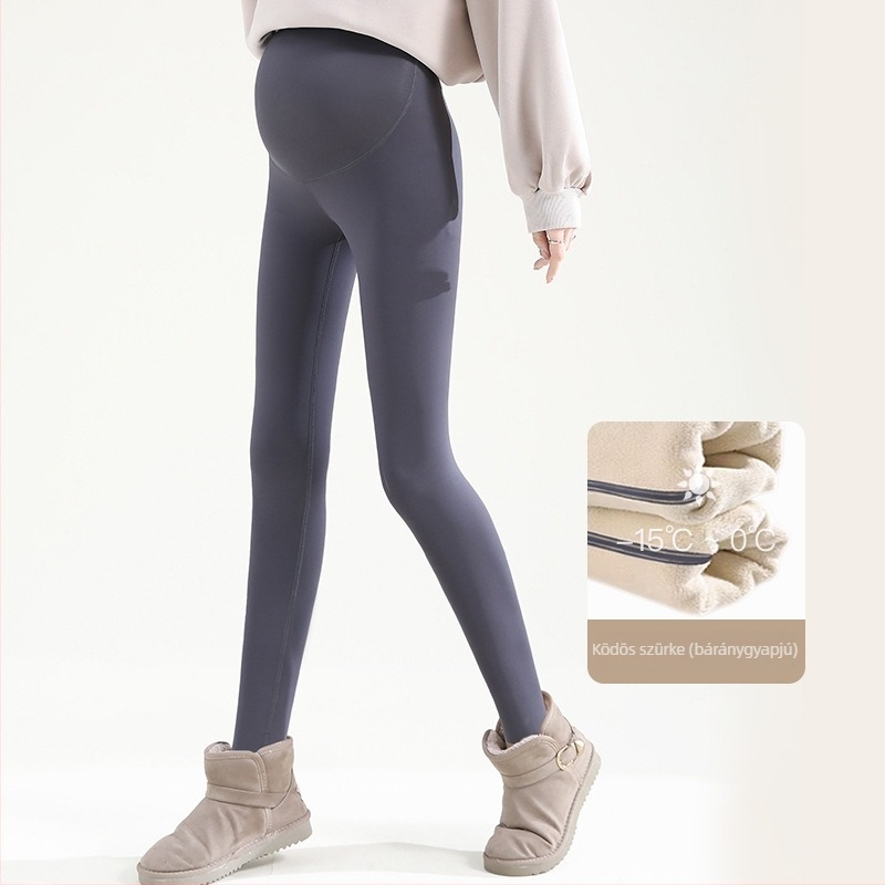 Varrás nélküli kismama hastámasztó leggings, nylon-spandex keverék, közepes vastagság, magas elasztikusság, szoros fazon