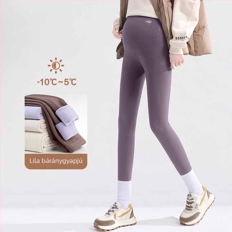 Varrás nélküli kismama hastámasztó leggings, nylon-spandex keverék, közepes vastagság, magas elasztikusság, szoros fazon