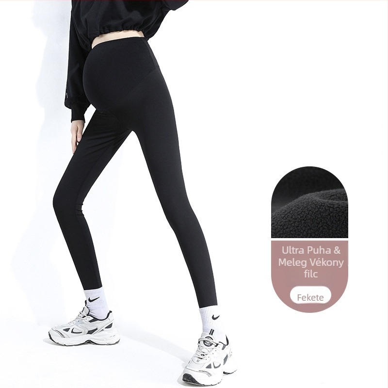 Varrás nélküli kismama hastámasztó leggings, nylon-spandex keverék, közepes vastagság, magas elasztikusság, szoros fazon