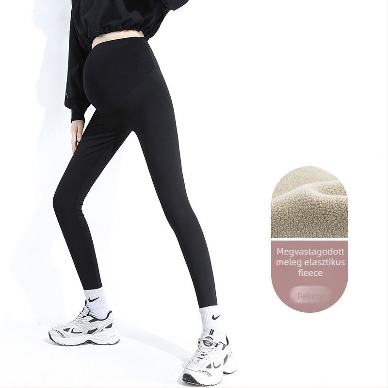 Varrás nélküli kismama hastámasztó leggings, nylon-spandex keverék, közepes vastagság, magas elasztikusság, szoros fazon