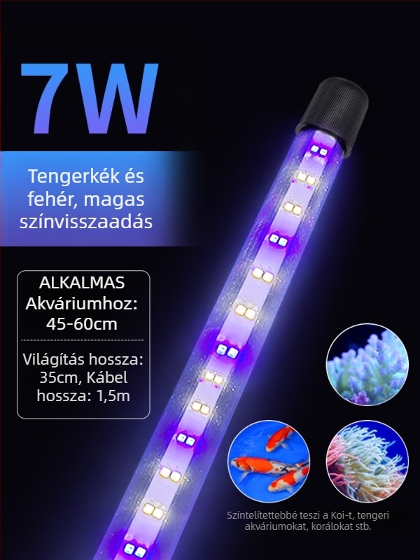Víz alatti LED akvárium világítás színváltó módokkal — műanyag ház, 3–17 W, tömeg 0.65–1.5, márka Jialu