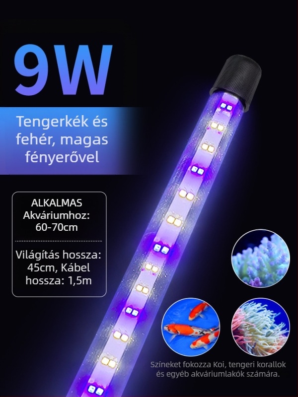 Víz alatti LED akvárium világítás színváltó módokkal — műanyag ház, 3–17 W, tömeg 0.65–1.5, márka Jialu