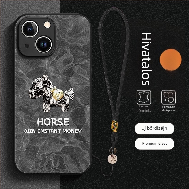 Védő telefon tok kínai stílusban, TPU anyag, festett felület, ütésálló, kompatibil az iPhone 13 sorozattal és 14 Pro modellekkel
