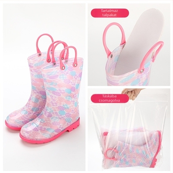 Gyerekeknek esőcsizma, uniszex, PVC felsőrész, magas szár, alacsony sarok 1–3 cm, koreai stílus, Chasing Stars Foot márka