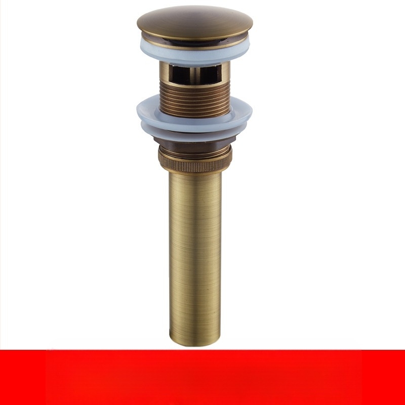 Antik teljes rézből készült mosdólefolyó, pop-up mechanizmussal, faragott mintákkal