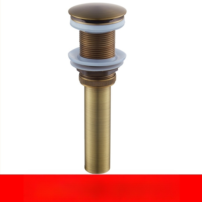 Antik teljes rézből készült mosdólefolyó, pop-up mechanizmussal, faragott mintákkal