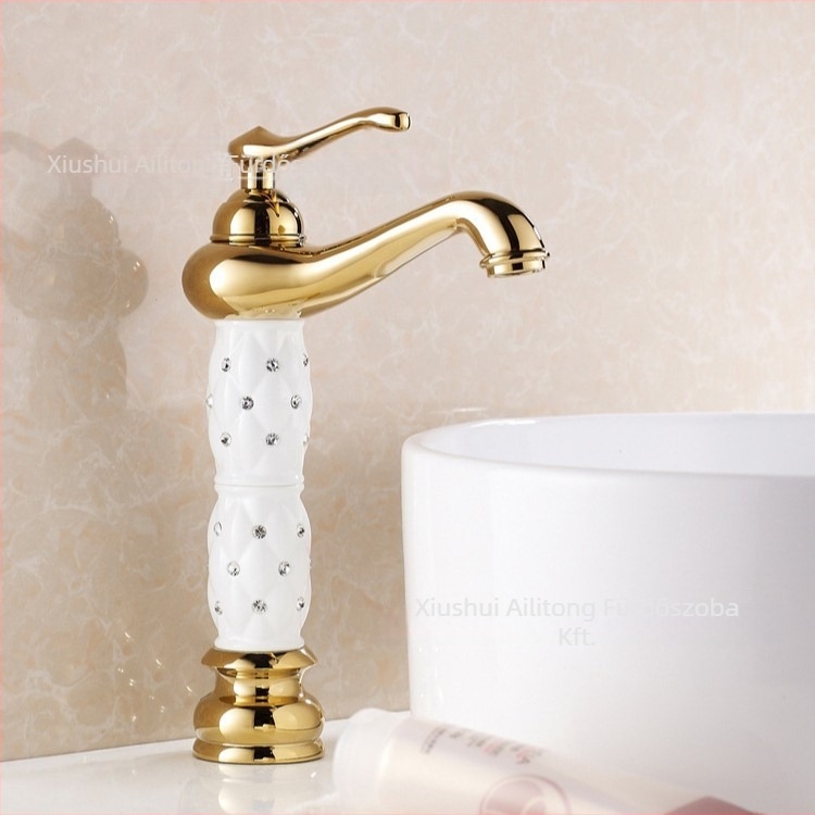 Réz mosdókeverő csap SE-6411, kerámia-szeleppel, meleg/hideg víz, 0–90°C, 1/2" bemenet