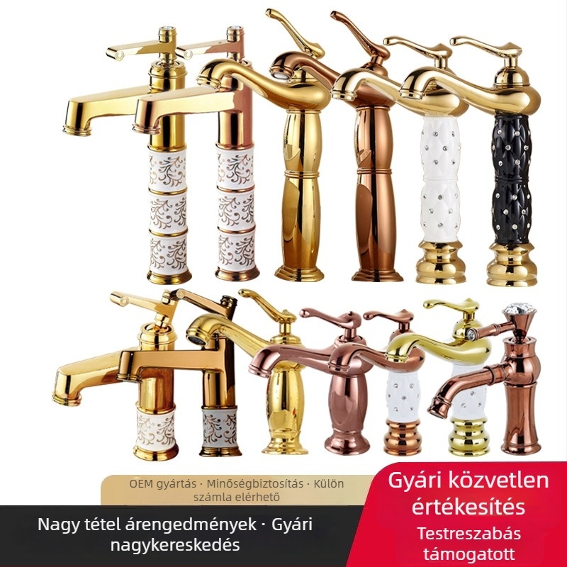 Réz mosdókeverő csap SE-6411, kerámia-szeleppel, meleg/hideg víz, 0–90°C, 1/2" bemenet