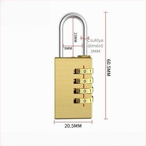 Rézből készült digitális jelszavas zár poggyászhoz és szekrényekhez – TMGS modell, 3 mm vastagságú rúd, fa ajtókhoz