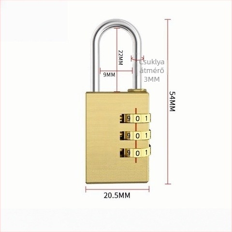 Rézből készült digitális jelszavas zár poggyászhoz és szekrényekhez – TMGS modell, 3 mm vastagságú rúd, fa ajtókhoz