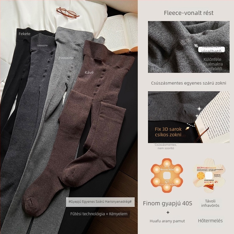 Női viszkóz vastagított harisnyanadrág melegítésre, egyszínű mintázat