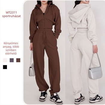 Női téli sportos dzseki kapucnival, levehető állógalléros, hosszú ujjú, pamut‑poliészter keverékből készült