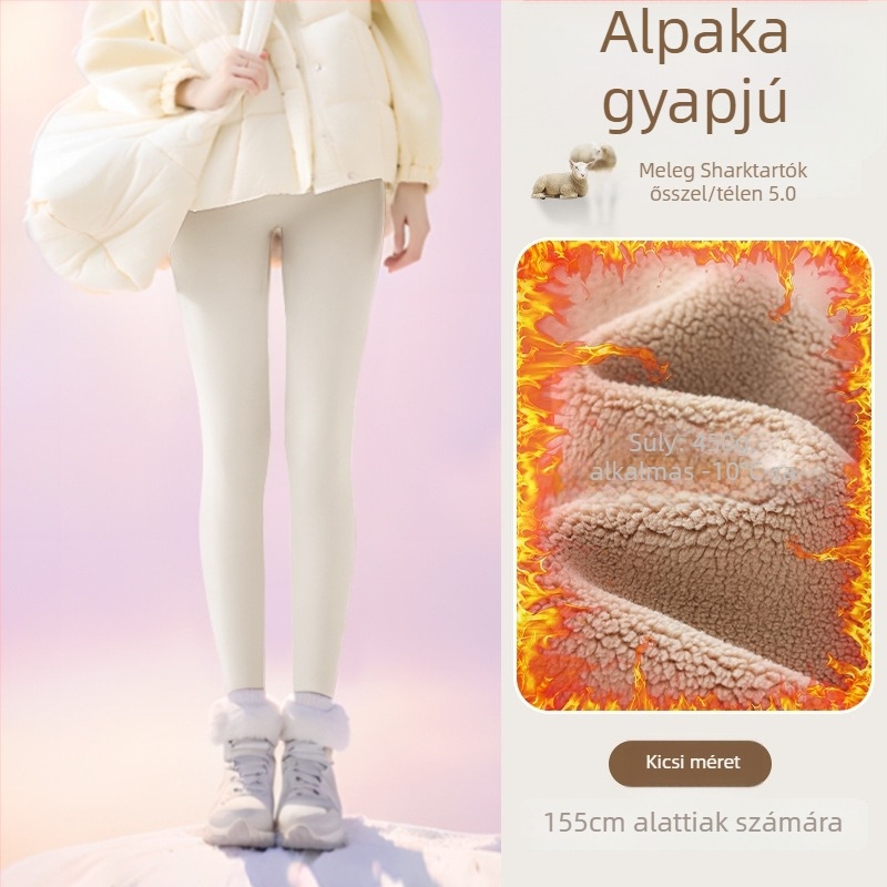 Flízzel bélelt leggings, magas derekú, meleg és testhez álló (Nylon 50–70%, Alpaka 30–50%, Spandex; 450 g; nagy rugalmasság; extra vastag; hőszigetelés -10°C-ig)