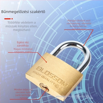 Plum Blossom Lock BC075 háztartási lakat rézötvözetből, ívelt formájú – szekrényekhez, fiókokhoz, ajtókhoz és kollégiumi szobákhoz