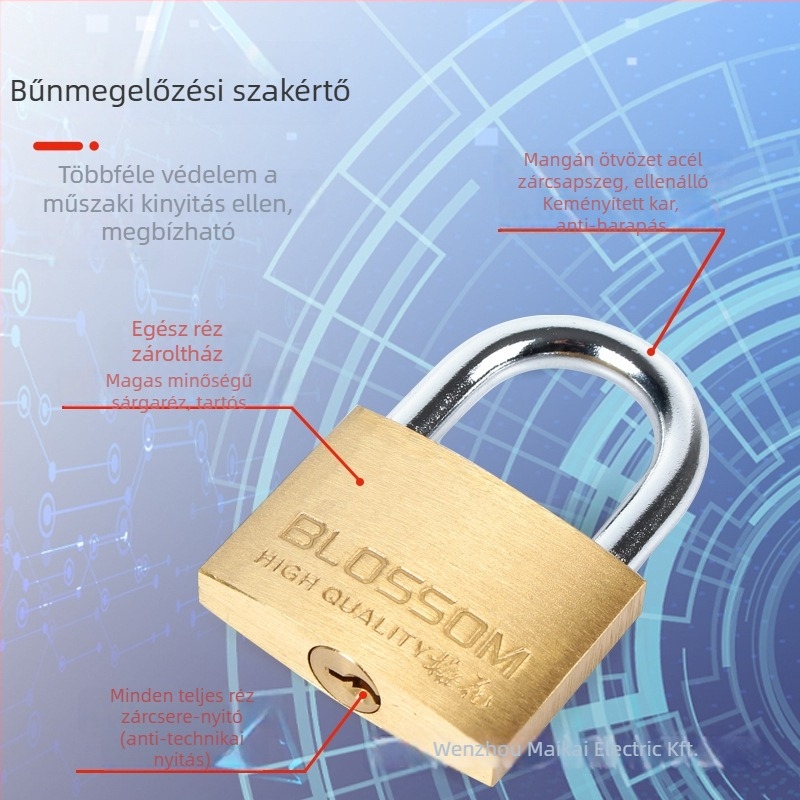 Plum Blossom Lock BC075 háztartási lakat rézötvözetből, ívelt formájú – szekrényekhez, fiókokhoz, ajtókhoz és kollégiumi szobákhoz