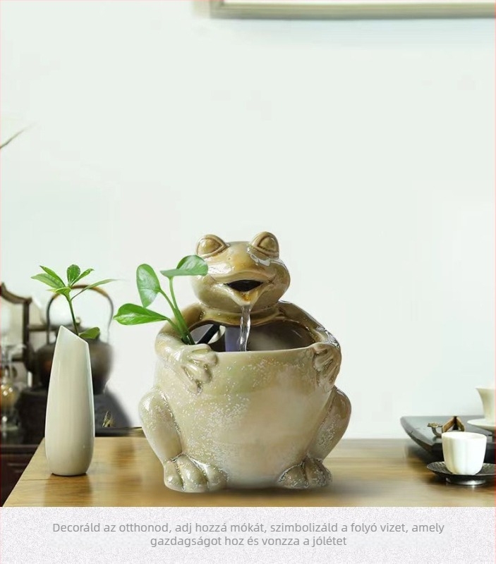 Kerámia asztali szökőkút folyó vízzel, automatikus körforgás, párásító, mázas kerámia, Új kínai stílus