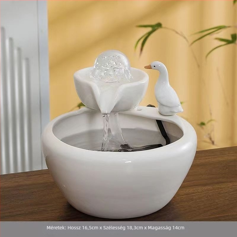 Kerámia asztali szökőkút folyó vízzel, automatikus körforgás, párásító, mázas kerámia, Új kínai stílus