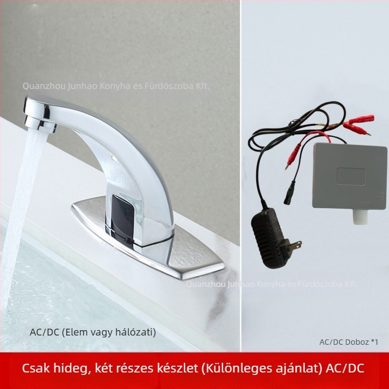 Érzékelős mosogatócsap - rozsdamentes acél, kerámiakorongos szelep, asztali beépítés, Ø20 bemenet/kimenet, egykaros