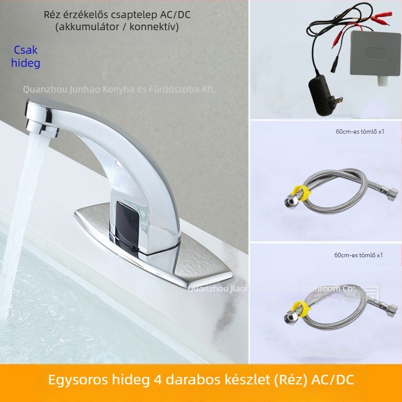 Érzékelős mosogatócsap - rozsdamentes acél, kerámiakorongos szelep, asztali beépítés, Ø20 bemenet/kimenet, egykaros
