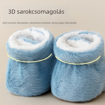 Baba beltéri cipő Velcro zárással, vászon felsőrész, vastag velúr bélés, csúszásmentes talp, 0–36 hónapos kor számára