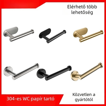 Nemesacél papírtörlő- és vécépapír tartó, fúrás nélkül, spray-festett felülettel, ovális kialakítás, Bangnan