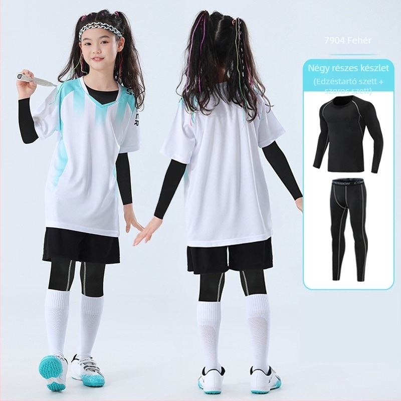 Gyerekeknek szóló ugrókötél edzőruha szett, kamufláž mintázat, négy évszak, hosszú ujjú, kerek nyak, gyorsan száradó