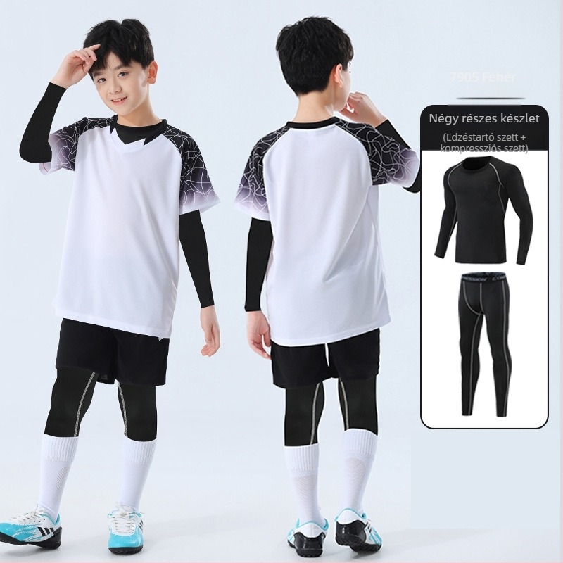 Gyerekeknek szóló ugrókötél edzőruha szett, kamufláž mintázat, négy évszak, hosszú ujjú, kerek nyak, gyorsan száradó