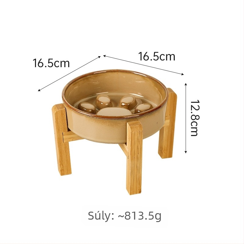 Kerámiás háziállat tálak macskáknak és kutyáknak, japán stílusú, kemencében égetett, kettős tál, lassú etetés és védelem a fulladás és a kiömlés ellen