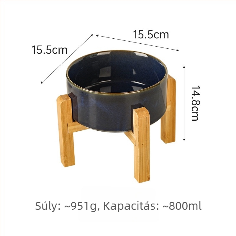 Kerámiás háziállat tálak macskáknak és kutyáknak, japán stílusú, kemencében égetett, kettős tál, lassú etetés és védelem a fulladás és a kiömlés ellen