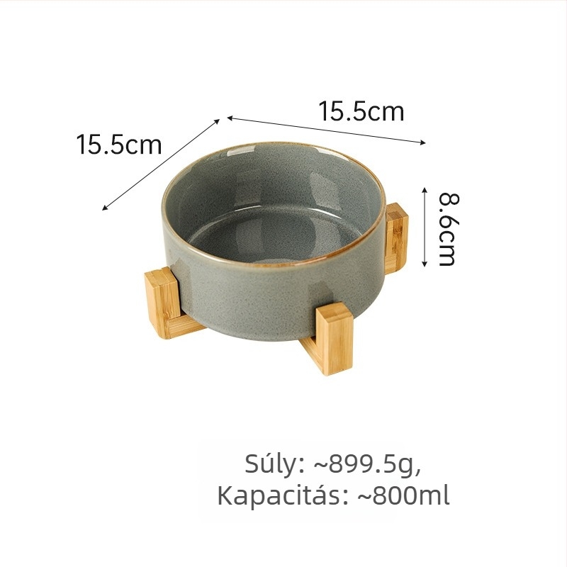 Kerámiás háziállat tálak macskáknak és kutyáknak, japán stílusú, kemencében égetett, kettős tál, lassú etetés és védelem a fulladás és a kiömlés ellen