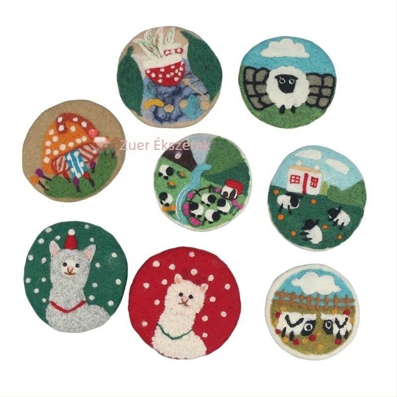 DIY ékszerkellékek, filc bárány motívumos poháralátét, kézzel készített, rajzfilmszerű stílus