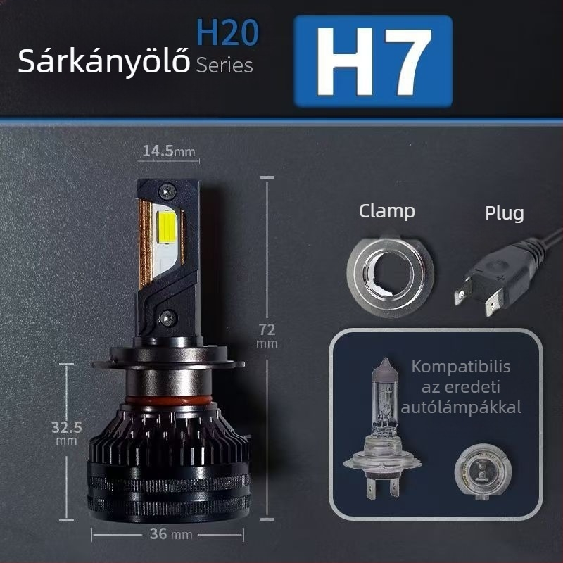 LED autófényszórók, alacsony fényszóró, kompatibilis H1/4/7/11/9005/9012, 12V, 80–90W