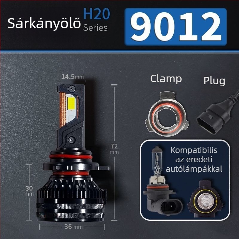 LED autófényszórók, alacsony fényszóró, kompatibilis H1/4/7/11/9005/9012, 12V, 80–90W
