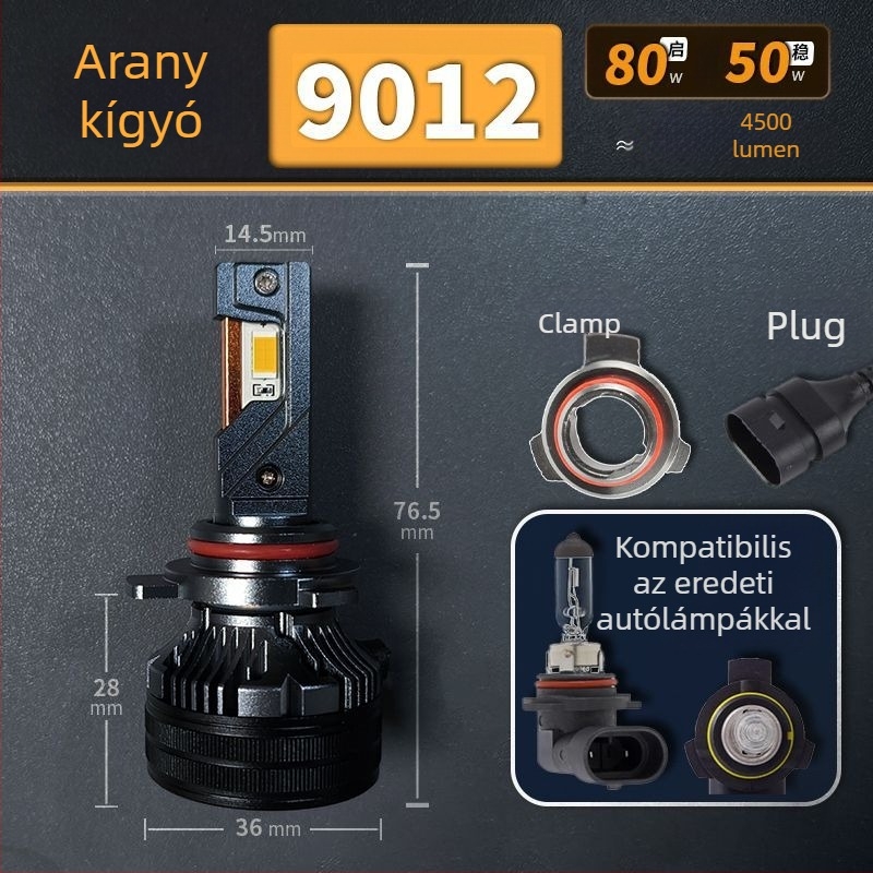 LED autófényszórók, alacsony fényszóró, kompatibilis H1/4/7/11/9005/9012, 12V, 80–90W
