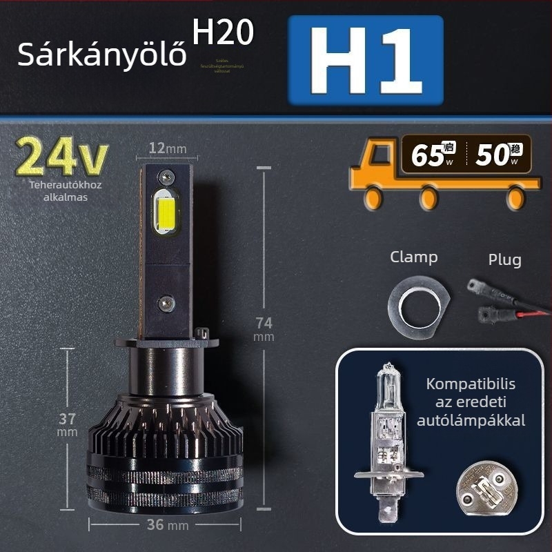 LED autófényszórók, alacsony fényszóró, kompatibilis H1/4/7/11/9005/9012, 12V, 80–90W