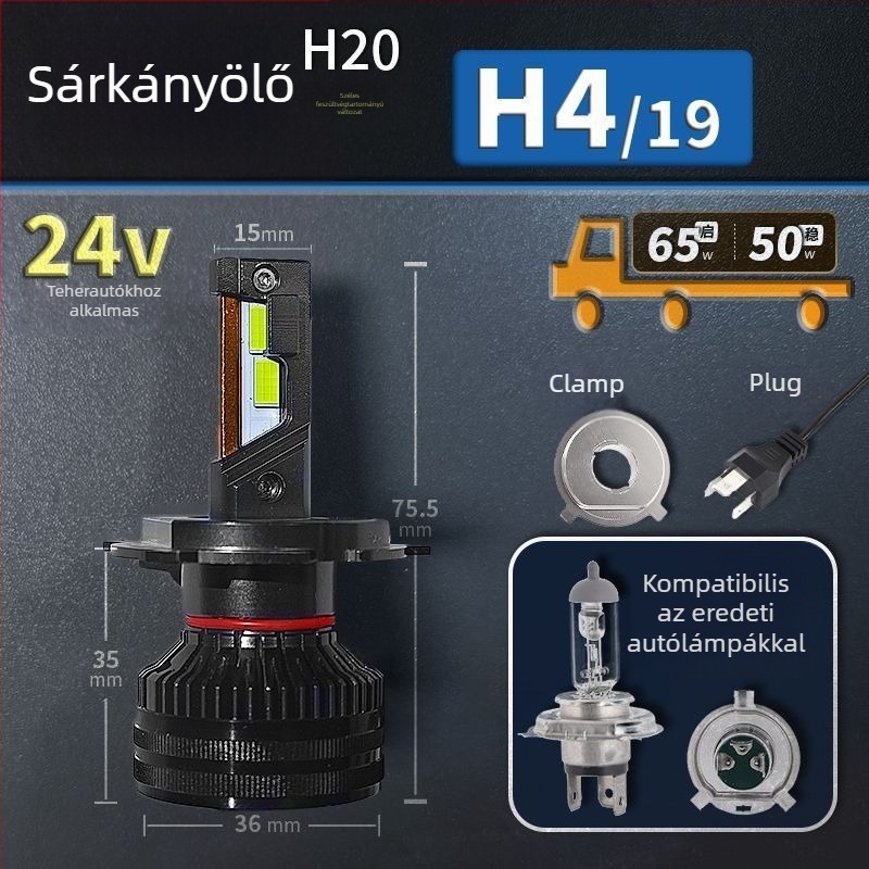 LED autófényszórók, alacsony fényszóró, kompatibilis H1/4/7/11/9005/9012, 12V, 80–90W
