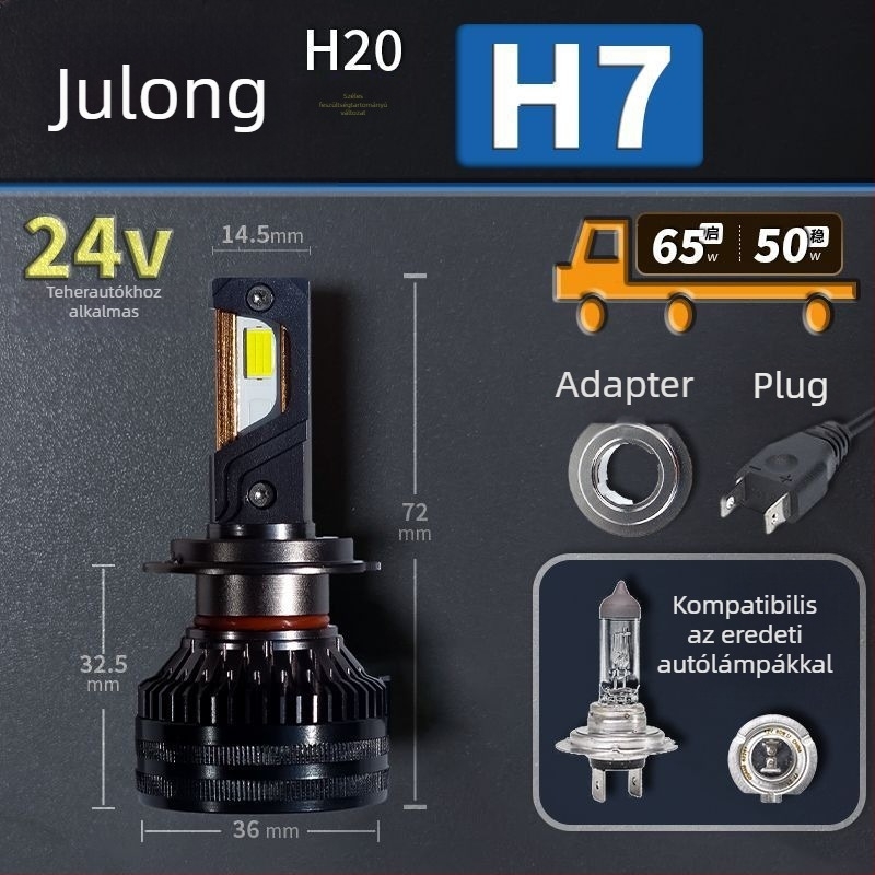 LED autófényszórók, alacsony fényszóró, kompatibilis H1/4/7/11/9005/9012, 12V, 80–90W