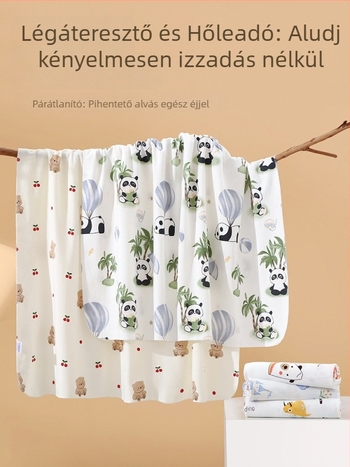 Újszülött pamut swaddle kendő, mintás karikával, könnyű tavasz-nyár, biztonsági osztály A, 0–12 hónaposaknak
