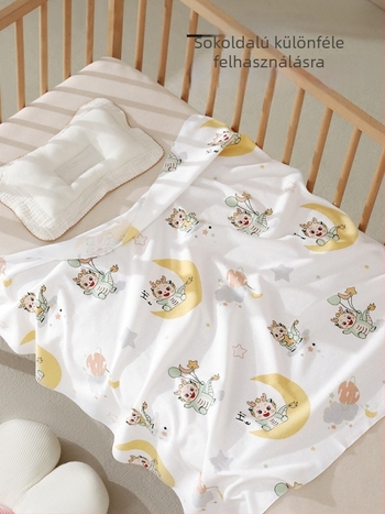 Újszülött pamut swaddle kendő, mintás karikával, könnyű tavasz-nyár, biztonsági osztály A, 0–12 hónaposaknak
