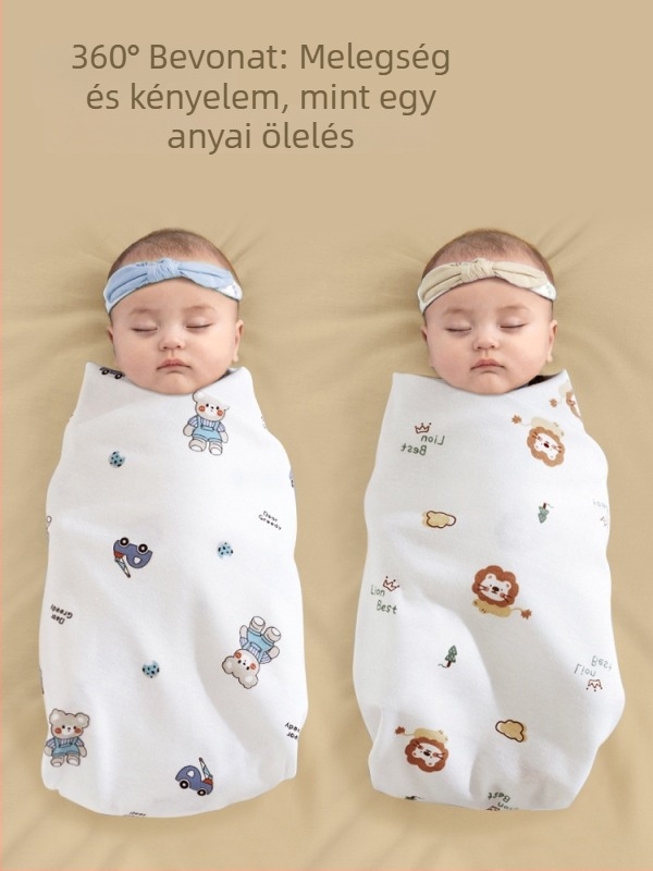 Újszülött pamut swaddle kendő, mintás karikával, könnyű tavasz-nyár, biztonsági osztály A, 0–12 hónaposaknak