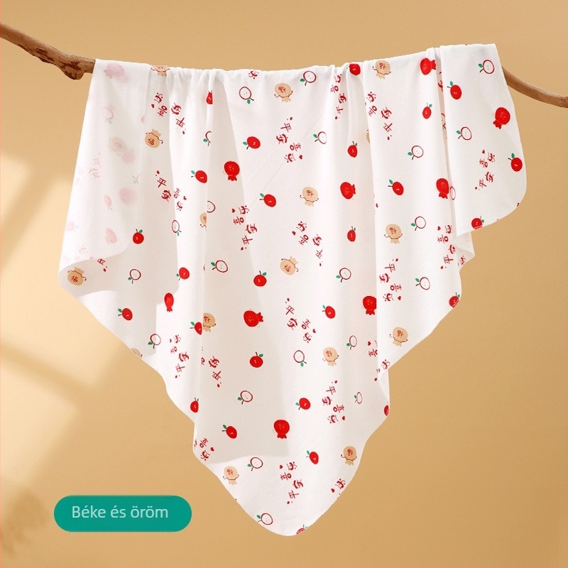 Újszülött pamut swaddle kendő, mintás karikával, könnyű tavasz-nyár, biztonsági osztály A, 0–12 hónaposaknak
