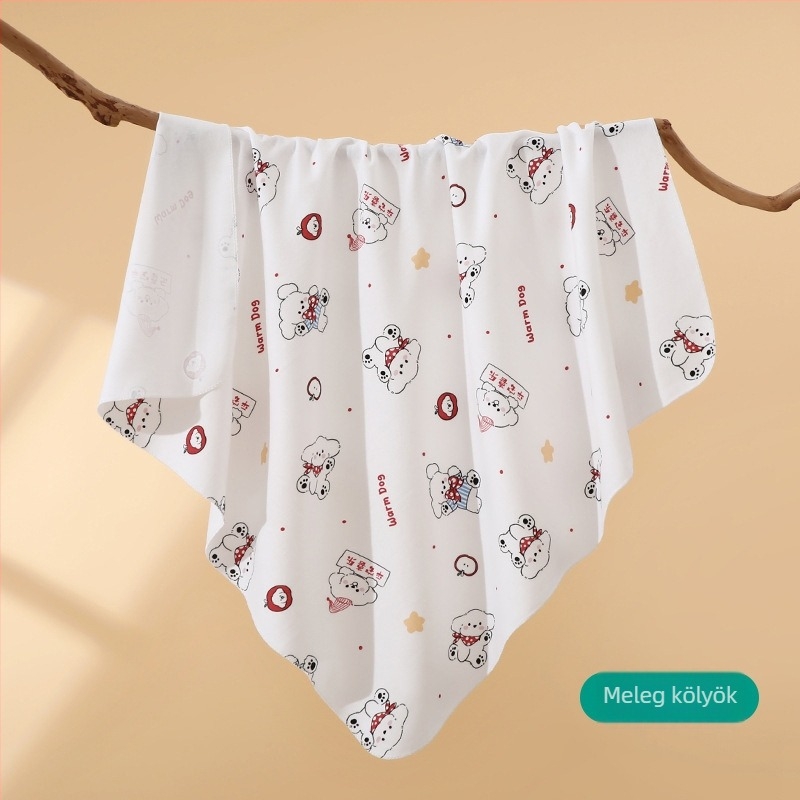 Újszülött pamut swaddle kendő, mintás karikával, könnyű tavasz-nyár, biztonsági osztály A, 0–12 hónaposaknak