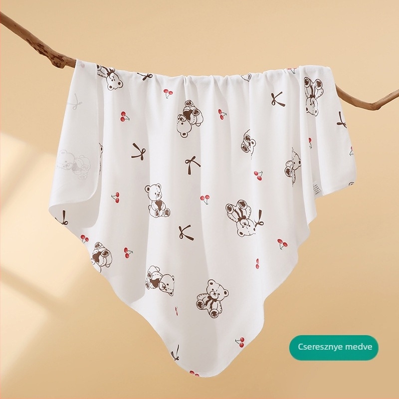 Újszülött pamut swaddle kendő, mintás karikával, könnyű tavasz-nyár, biztonsági osztály A, 0–12 hónaposaknak