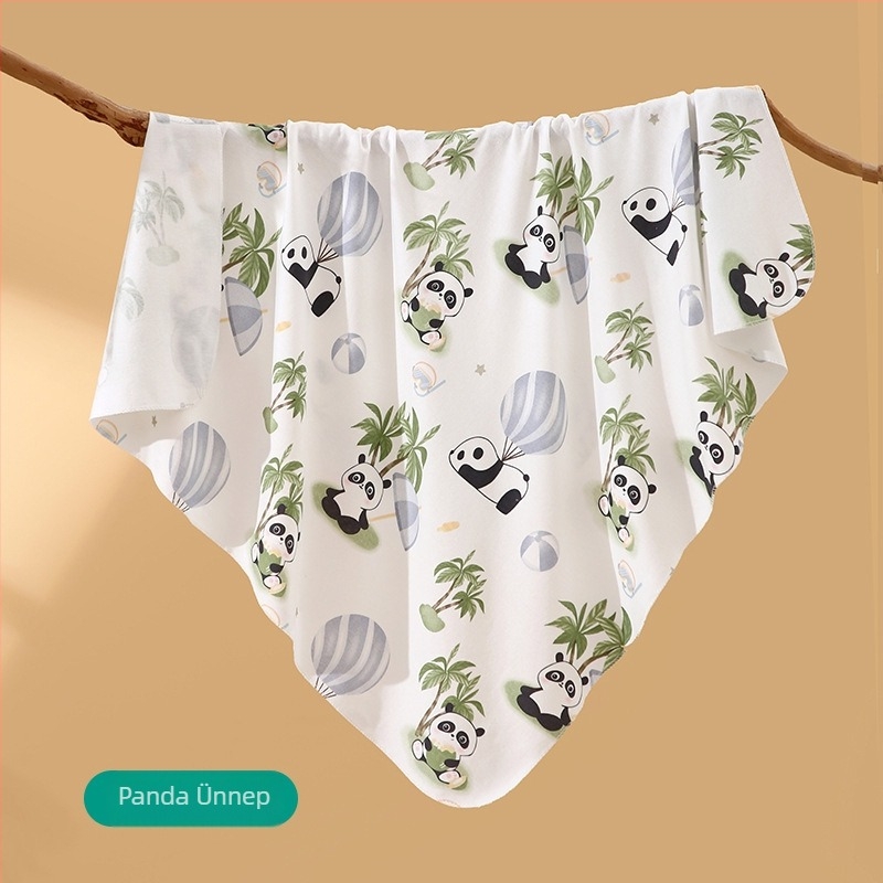 Újszülött pamut swaddle kendő, mintás karikával, könnyű tavasz-nyár, biztonsági osztály A, 0–12 hónaposaknak