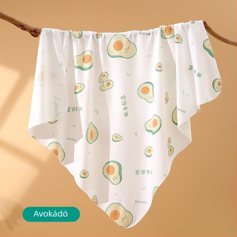 Újszülött pamut swaddle kendő, mintás karikával, könnyű tavasz-nyár, biztonsági osztály A, 0–12 hónaposaknak