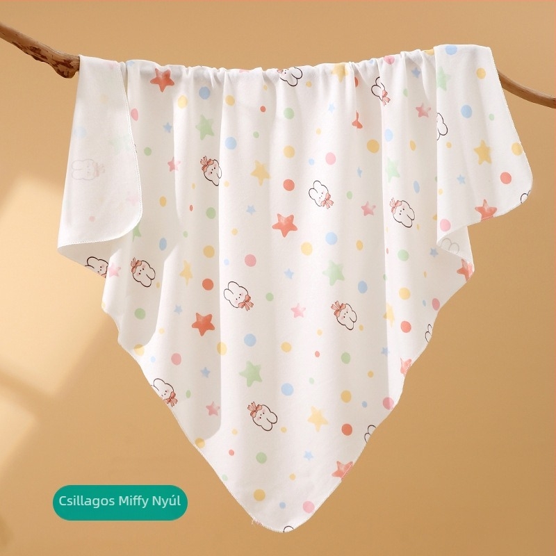 Újszülött pamut swaddle kendő, mintás karikával, könnyű tavasz-nyár, biztonsági osztály A, 0–12 hónaposaknak